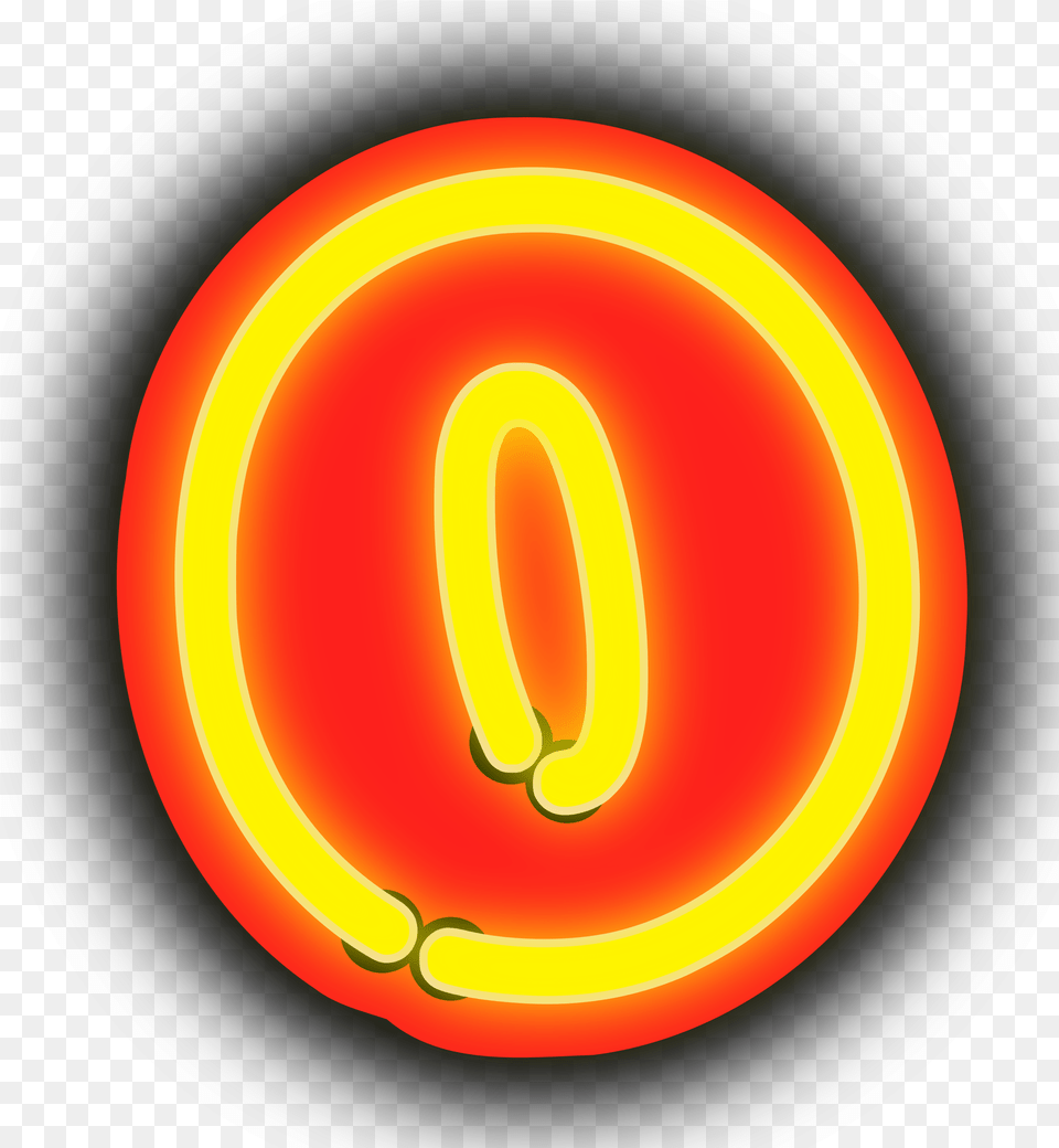 Neon Number 0, Light, Disk Png Image