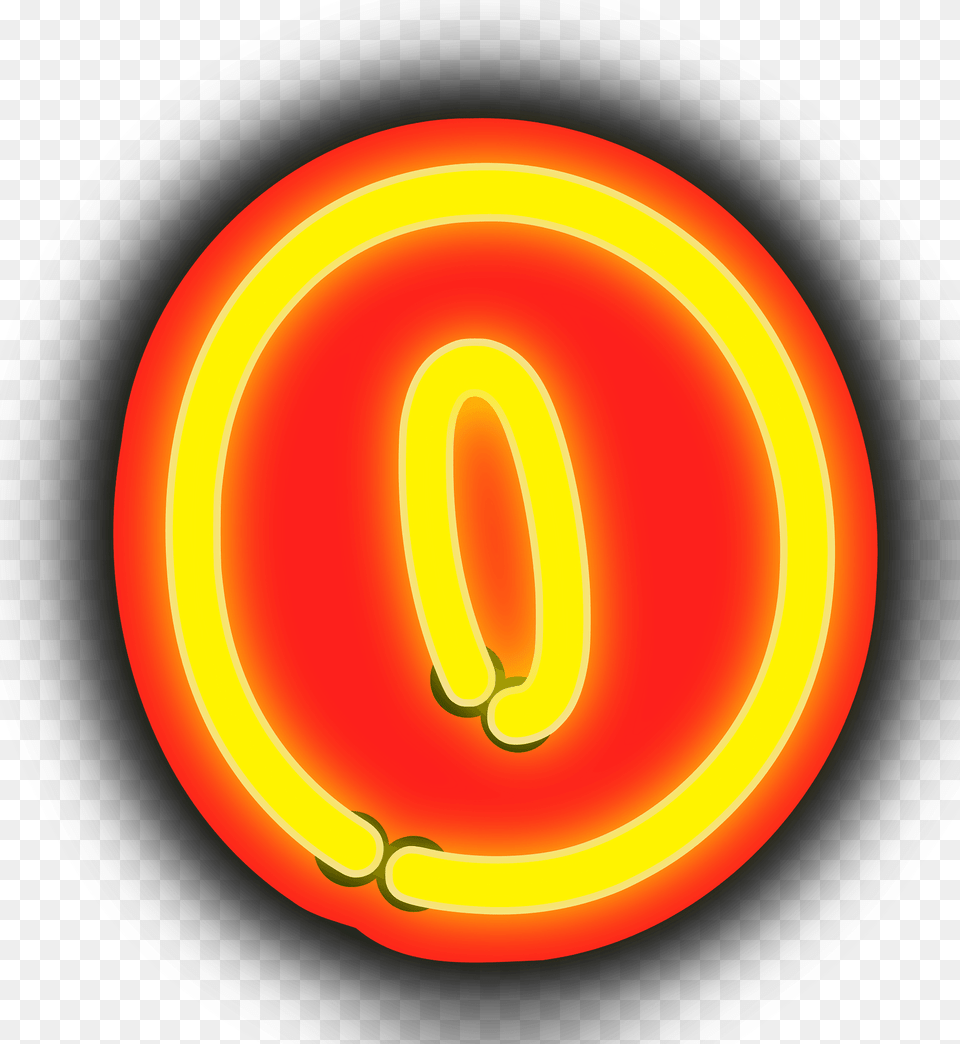 Neon Number 0 Clipart, Light, Disk Png