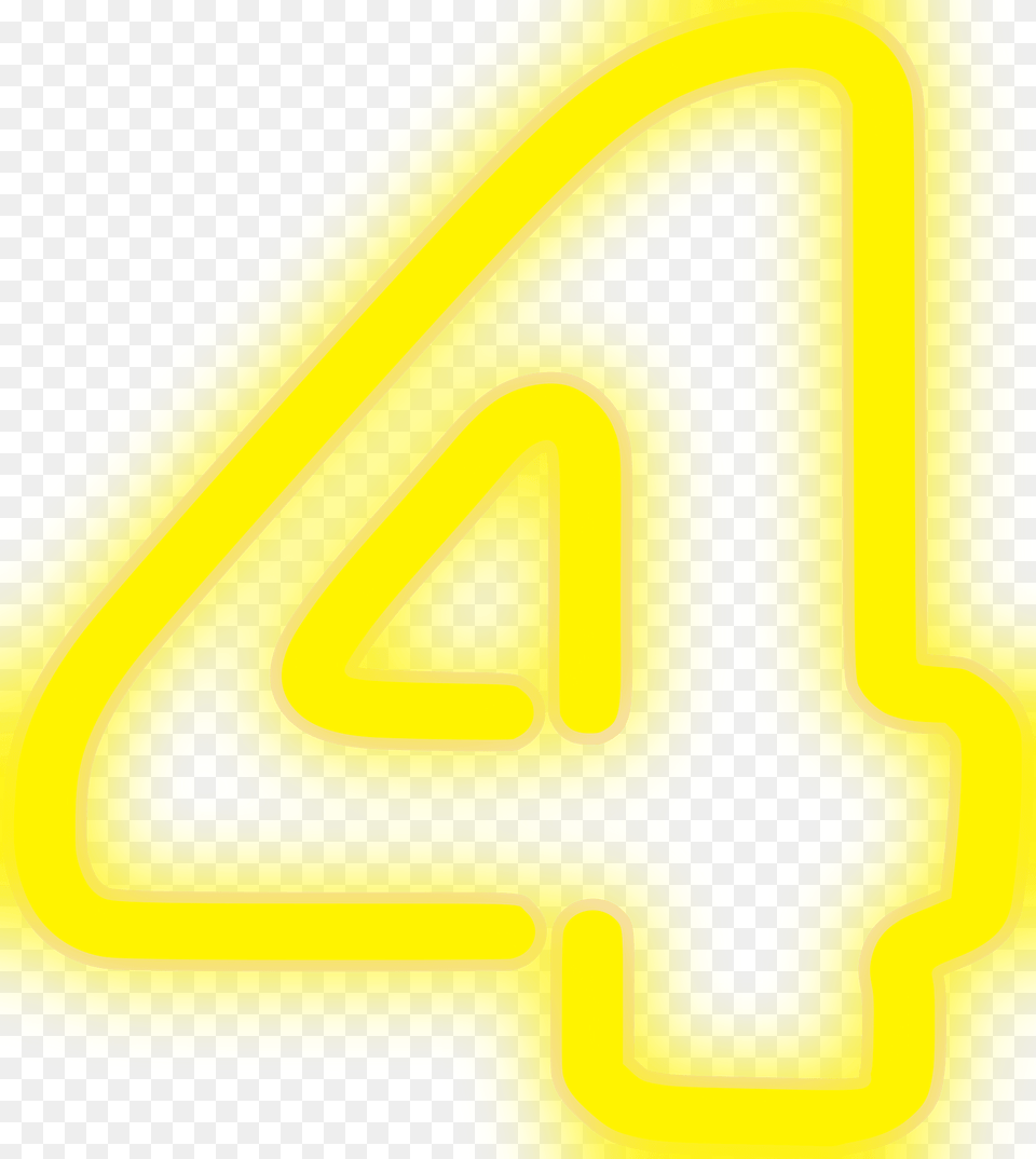 Neon Number 4 Clipart, Symbol, Text Png Image