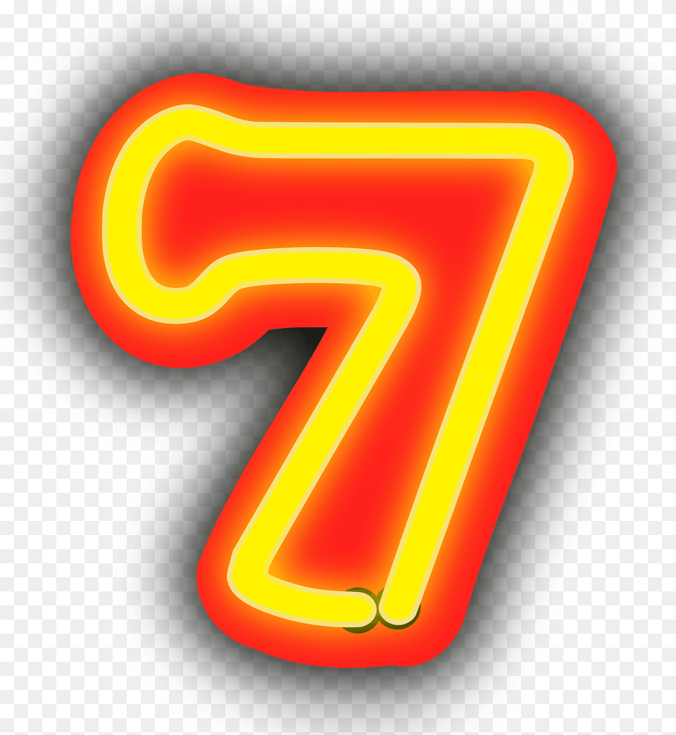 Neon Number 7 Clipart, Light, Text, Symbol, Disk Png