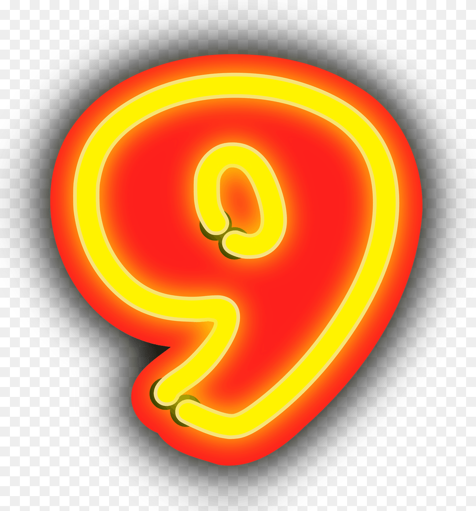 Neon Number 9 Clipart, Light, Disk Free Transparent Png