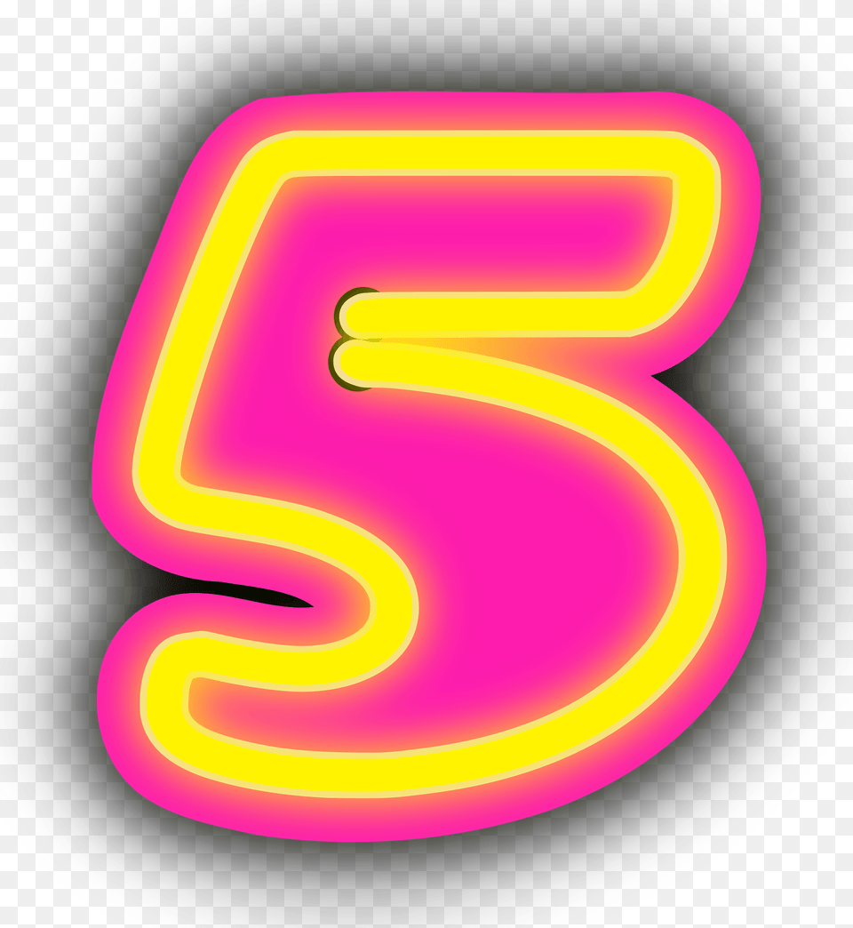 Neon Number Five Clipart, Light, Disk Free Png Download