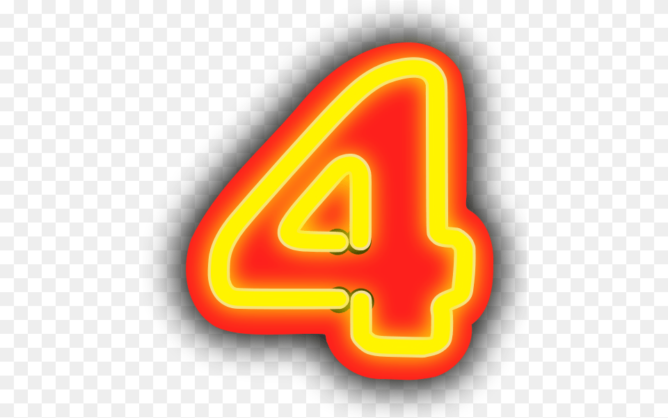 Neon Numerals 4 Number 4 Clipart No Background, Light, Food, Ketchup, Text Free Png