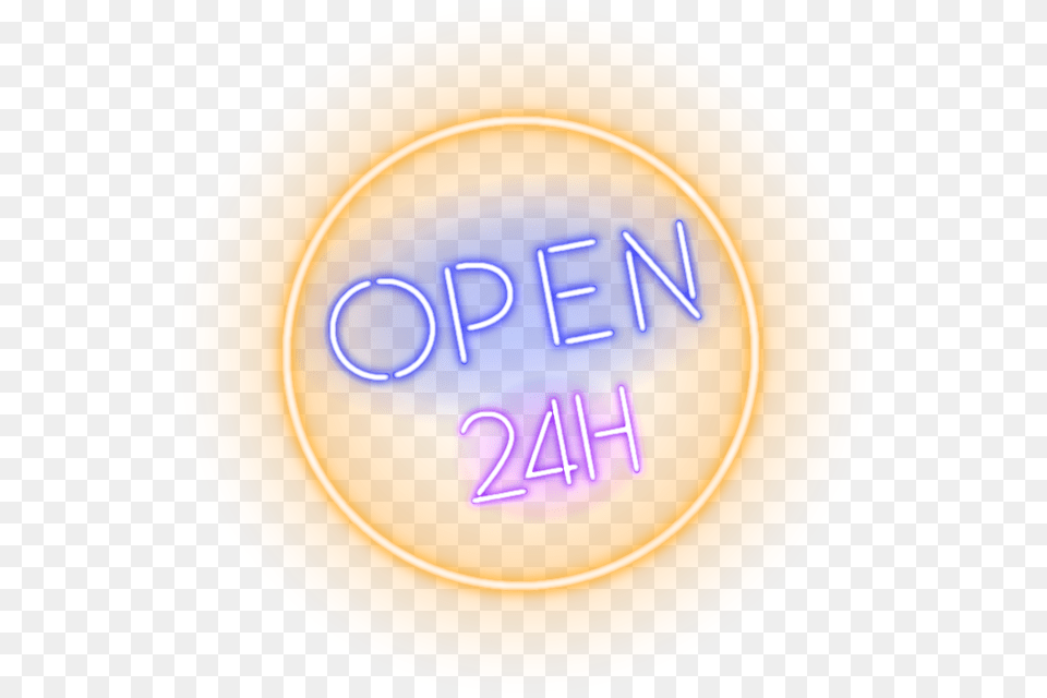 Neon Open 24 Hours Sign Open 24 Hours Logo, Light, Plate Png