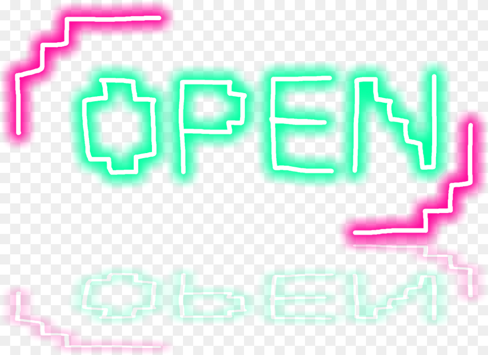 Neon Open Pixel Green Pink Illustration, Light, Dynamite, Weapon, Qr Code Free Transparent Png