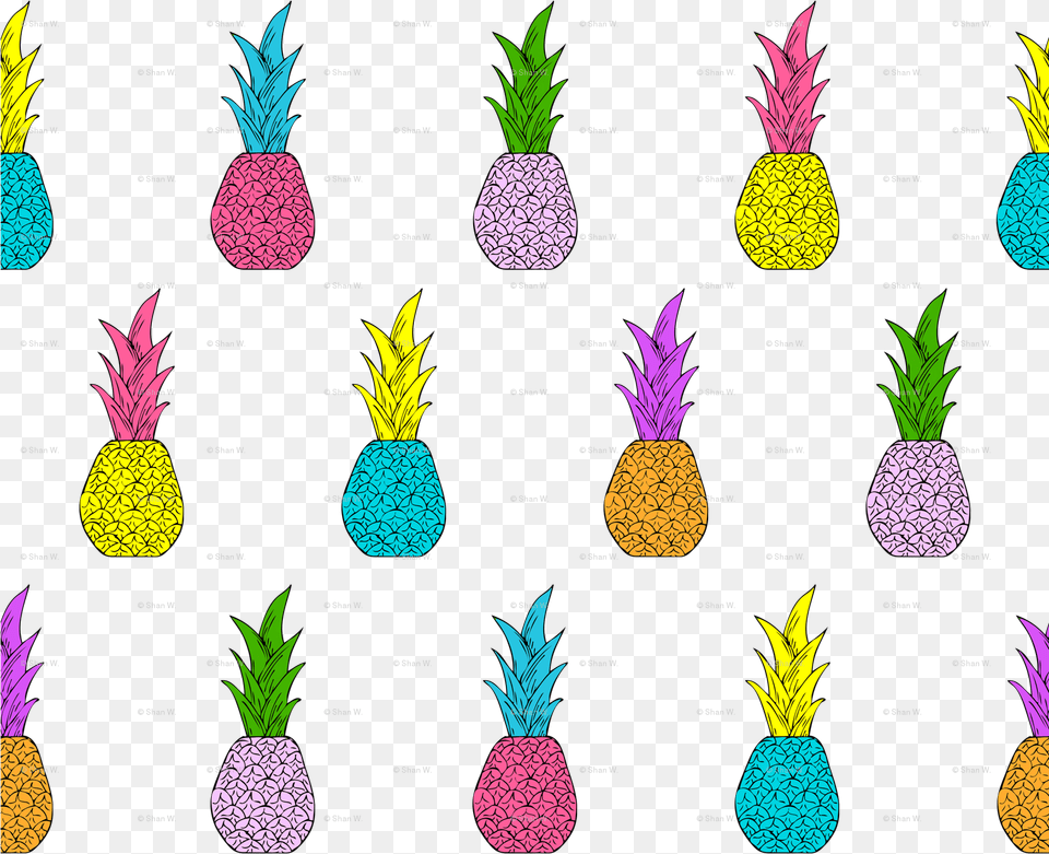 Neon Pineapples Fabric Textile, Food, Fruit, Pineapple, Plant Png Image