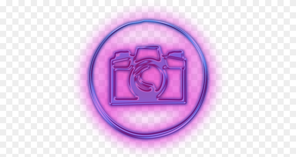 Neon Purple Camera Icon, Light, Disk Png Image