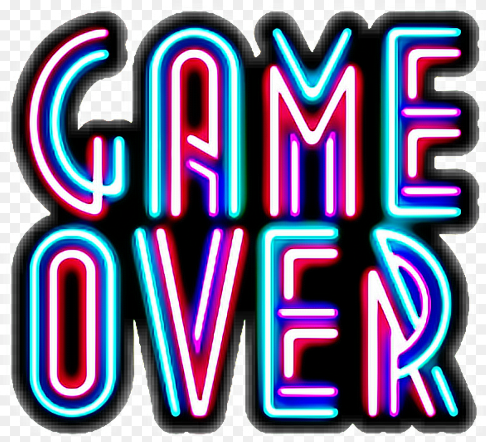 Neon Quotes Text Gameover Ftestickers Stickers Game Over Neon Sign, Light Free Png Download