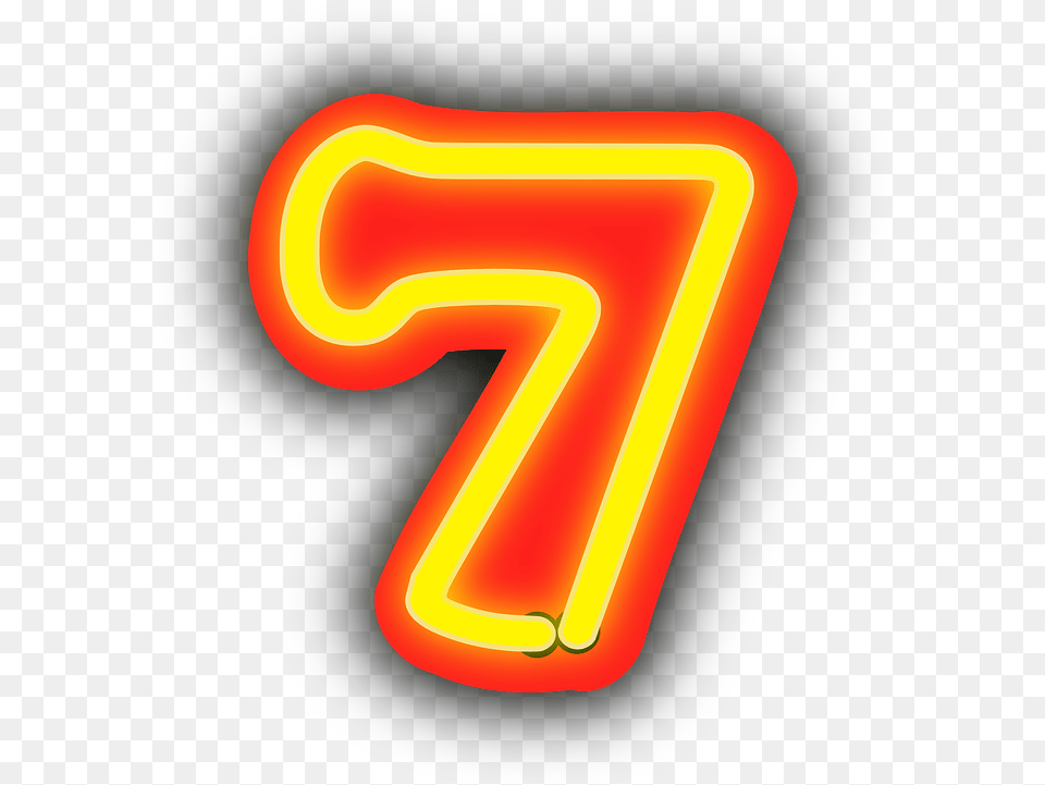 Neon Seven Numbers 7, Light, Text, Symbol, Number Free Transparent Png
