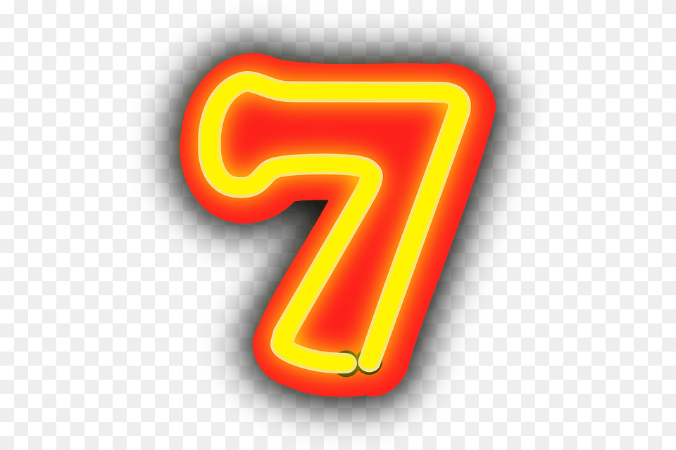 Neon Seven Numbers Numerals Sign Decoration Transparente Numero 7, Light, Text, Number, Symbol Png Image