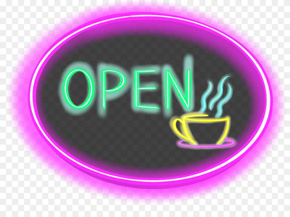 Neon Sign, Light, Beverage, Coffee, Coffee Cup Png