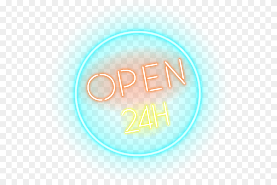 Neon Sign Hours Stock 24 Hours Neon, Light, Disk, Logo Png