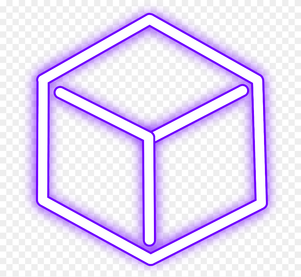 Neon Sticker Cube Icon, Light, Purple, Blackboard Png