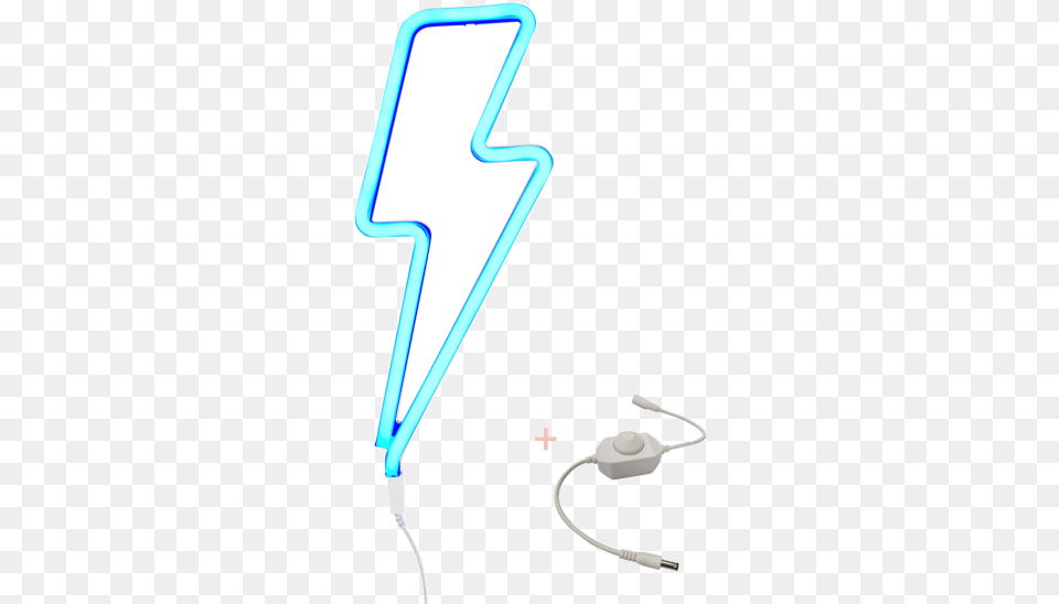 Neon Style Light Lightning Bolt Blue Dimmer Sign, Electronics, Smoke Pipe Png Image