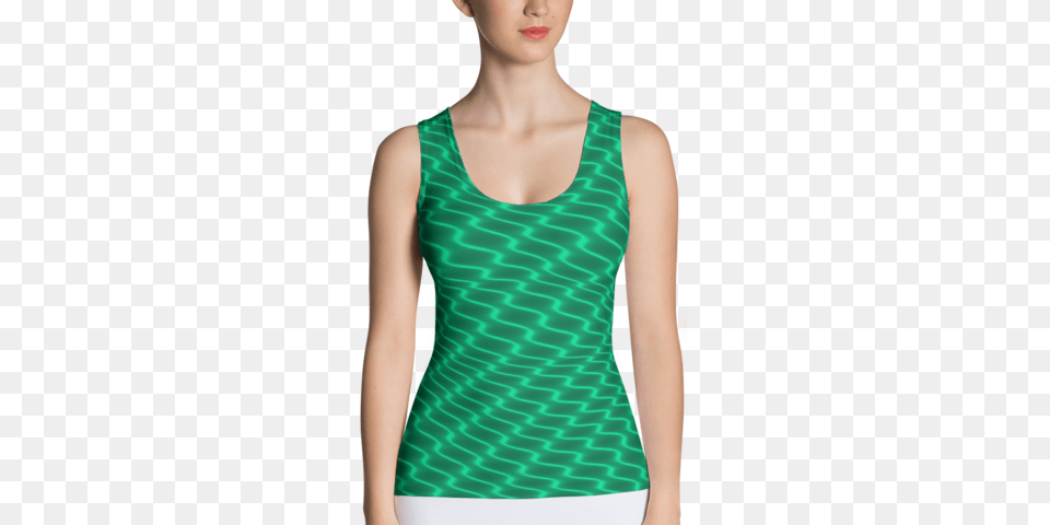 Neon Wavy Lines Teal Tank Top Stradling Designs, Clothing, Tank Top, Vest Png Image