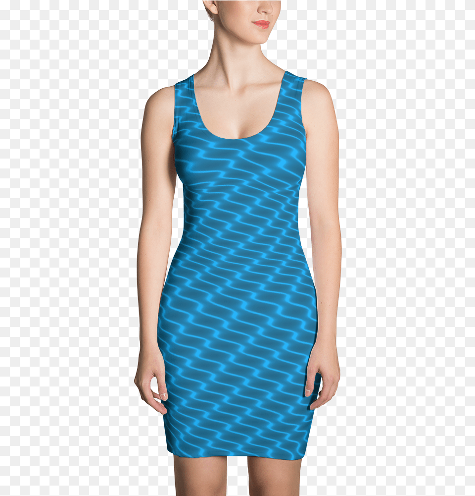 Neon Wavy Lines Turquoise Dress Black Dress With White Pinstripes, Clothing, Adult, Person, Woman Png