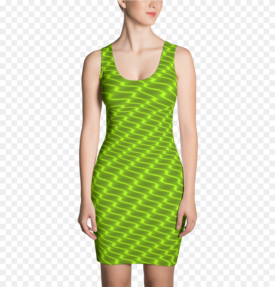 Neon Wavy Lines Yellow Dress Dress, Clothing, Adult, Female, Person Free Png Download