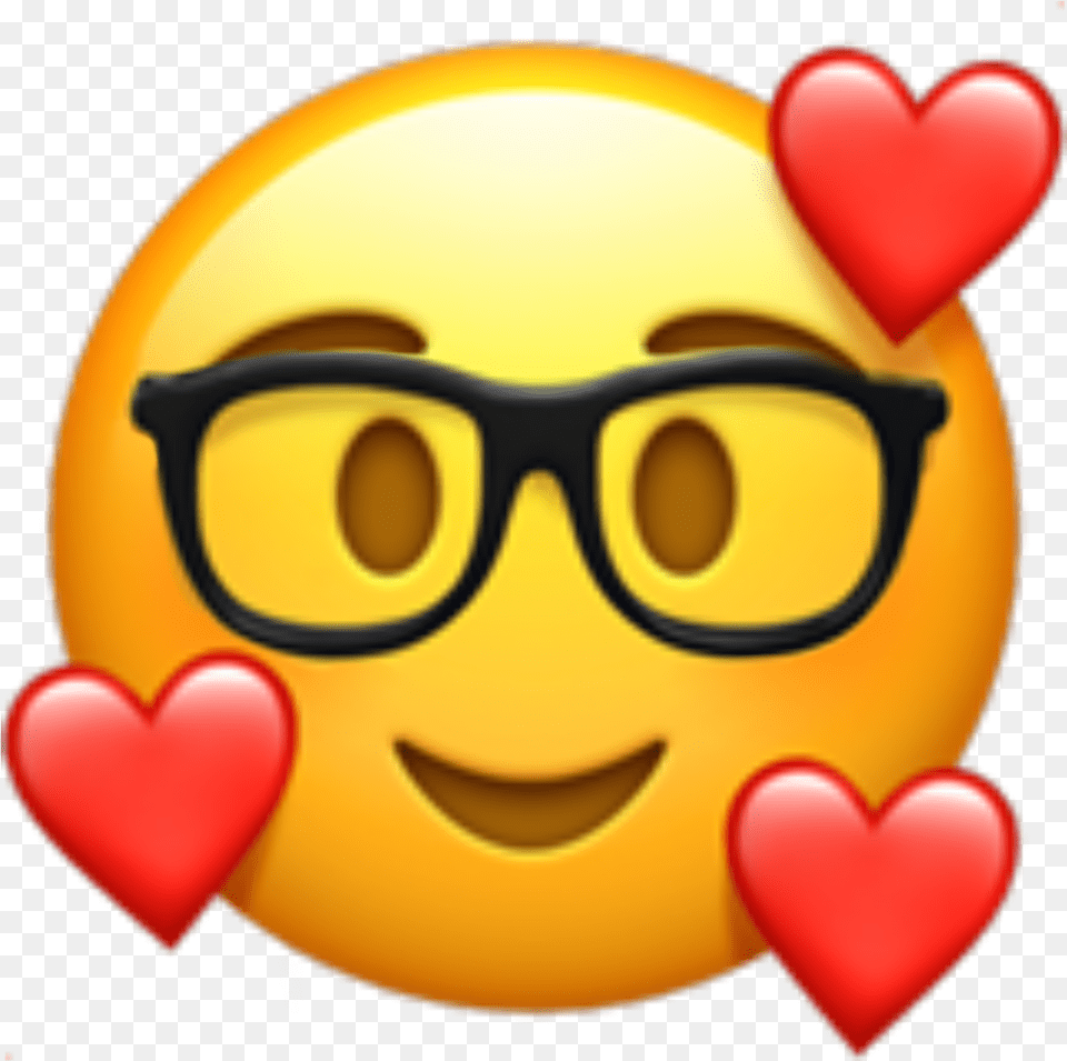 Nerd Glasses Hearts Emoji Sticker Iphone Emoji, Accessories, Baby, Person Png