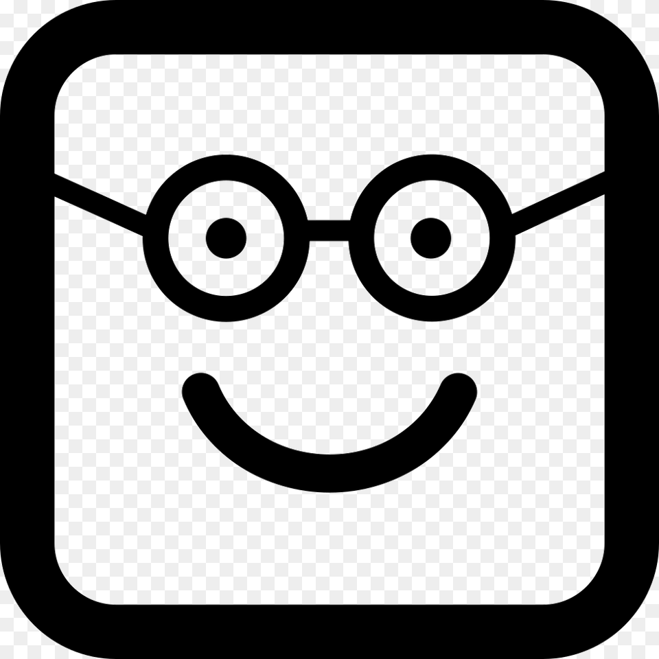 Nerd Happy Smiling Face In Rounded Square Face Comments Cara Sonriente Cuadrada, Sticker, Device, Grass, Lawn Free Transparent Png