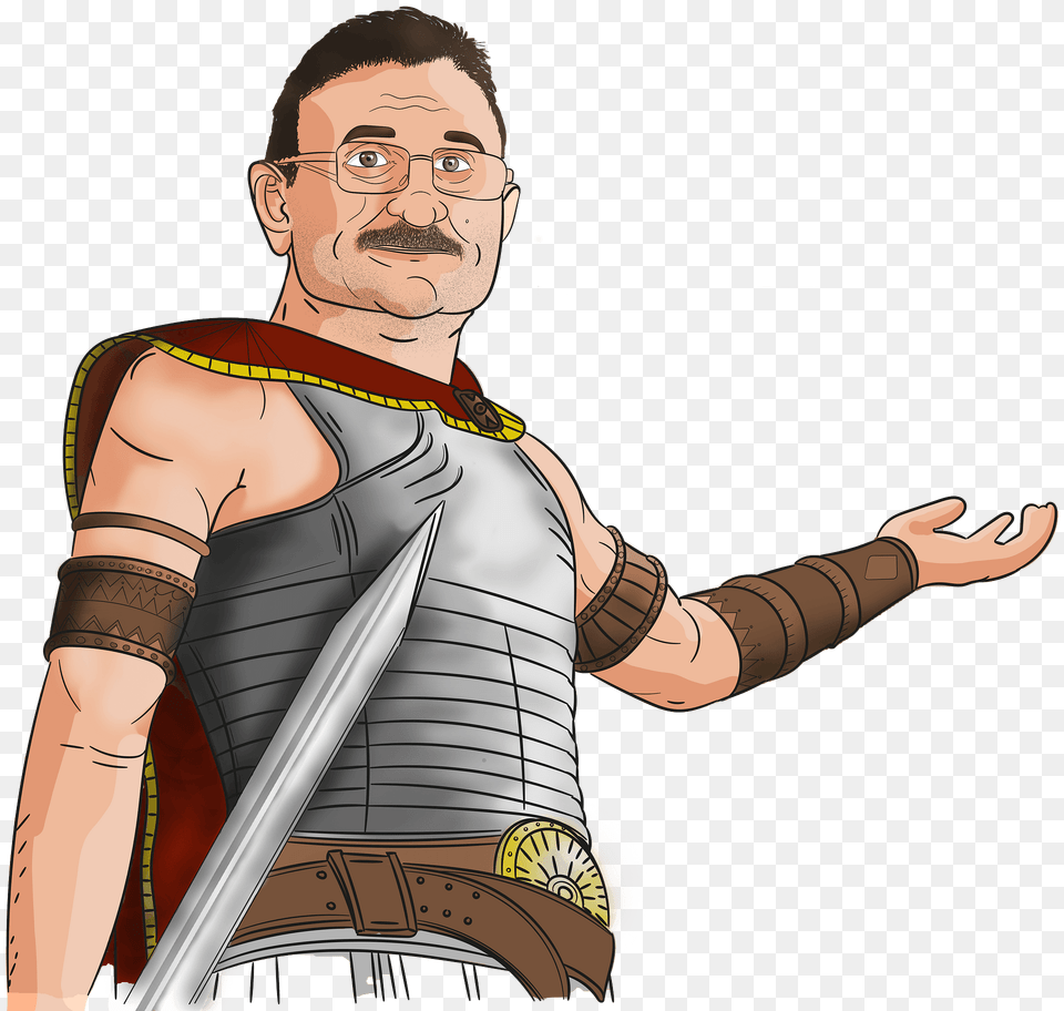 Nerd In Roman Soldier Armor Clipart, Person, Adult, Man, Male Png Image