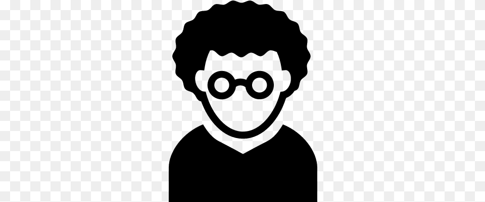 Nerd Man With Curly Hair And Circular Eyeglasses Avatar Nerd Profile, Gray Png