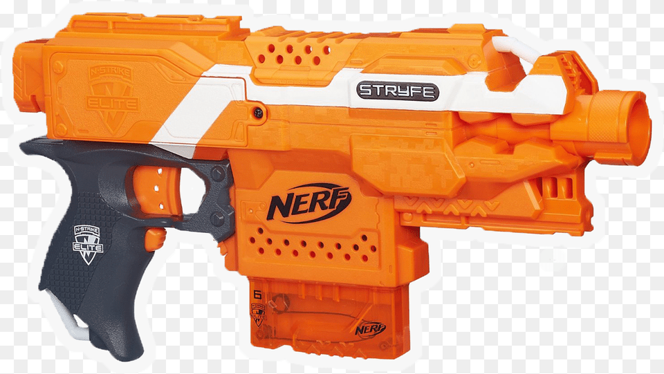 Nerf N Strike Elite Stryfe Blaster 6 Dart Nerf Gun, Toy, Water Gun, Weapon Png