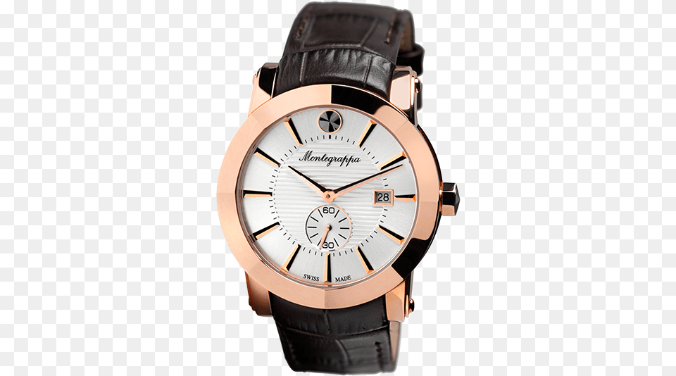 Nerouno Three Hands Watch Rose Gold Pvd Silver Dial Montegrappa Idnuwaib, Arm, Body Part, Person, Wristwatch Png Image