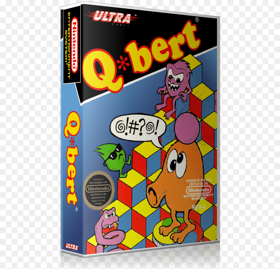 Nes Q Bert Retail Game Cover To Fit A Ugc Style Replacement Q Bert Nes Cover, Baby, Person, Animal, Bird Png Image