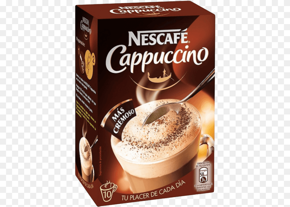 Nescaf Cappuccino Instant Coffee 10 Units 140 G Nescafe, Beverage, Food, Dessert, Cup Free Png Download