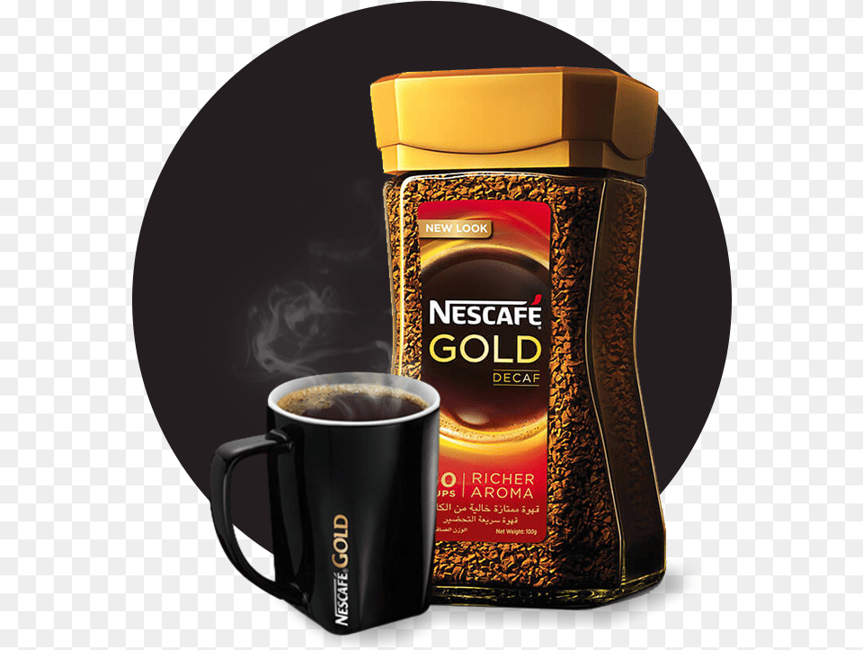 Nescaf Gold Instant Coffee Decaffeinated, Cup, Beverage, Coffee Cup, Bottle Png