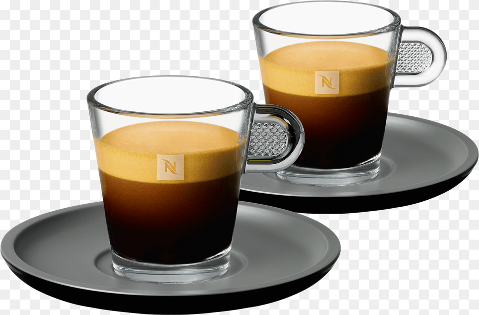 Nespresso Glass Espresso Amp Lungo Cup Set, Beverage, Coffee, Coffee Cup, Saucer Png