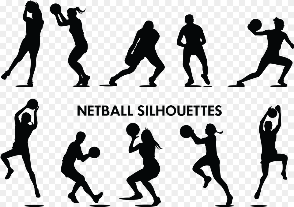 Netball Player Silhouettes Vector Netball Icon, Dancing, Leisure Activities, Person Free Transparent Png