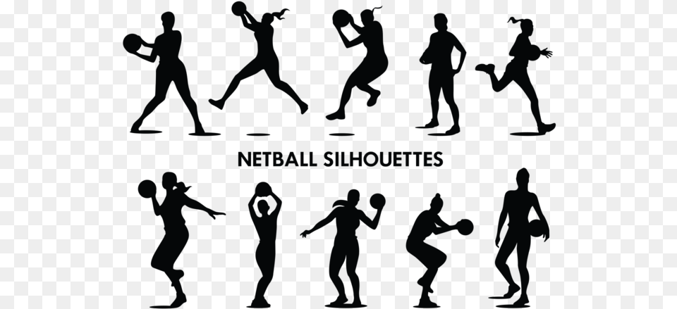 Netball Player Silhouettes Vector Netball Silhouettes, Martial Arts, Person, Sport, Tai Chi Free Png Download