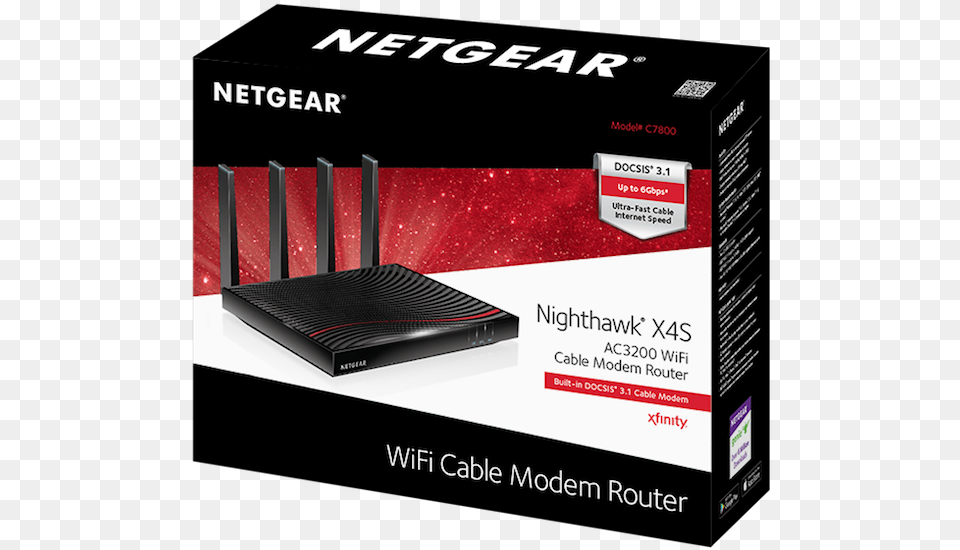 Netgear Unveils Nighthawk X4s Ac3200 Wifi Docsis Netgear Nighthawk X4s, Electronics, Hardware, Modem, Router Png Image
