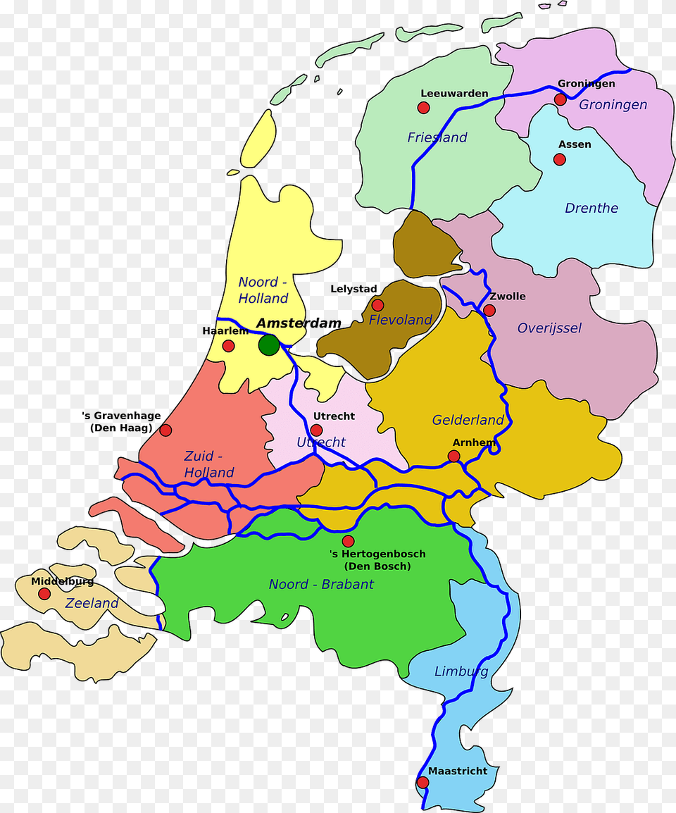 Netherlands Map Geography Photo Netherlands Map, Chart, Plot, Atlas, Diagram Free Png
