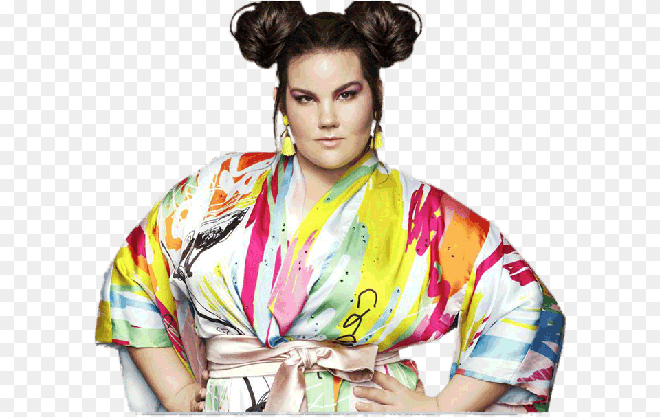 Netta In Colourful Kimono Toy Song, Gown, Clothing, Dress, Robe Png Image