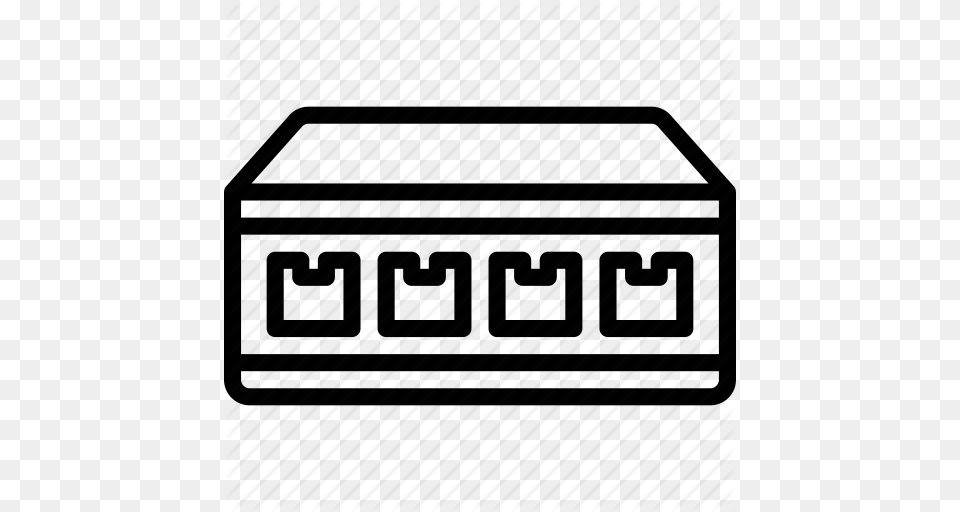 Network Office Outline Router Switch Icon, Architecture, Building, Harmonica, Musical Instrument Png