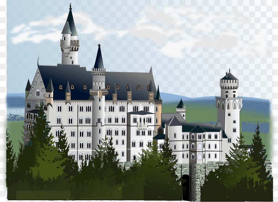 Neuschwanstein Castle, Architecture, Building, Landmark, Neuschwanstein Castle Free Png Download