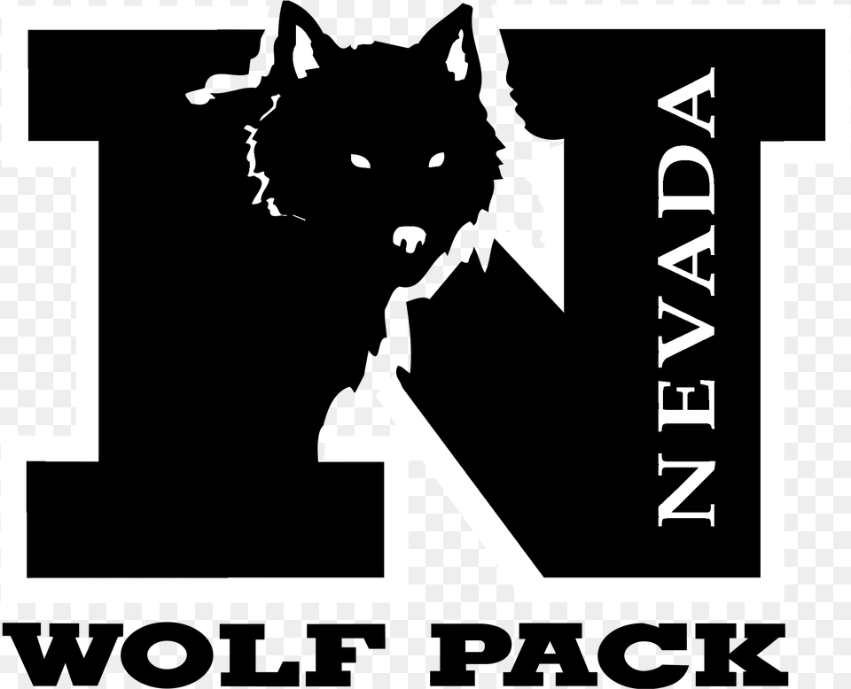 Nevada Wolf Pack Logo Black And White Black Cat, Stencil, Baby, Person Free Png Download