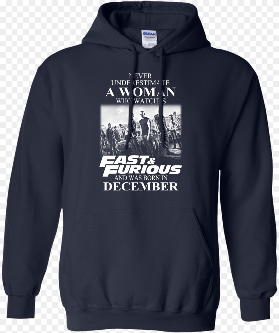 Never Underestimate A Woman Who Watches Fast And Furious, Clothing, Hoodie, Knitwear, Sweater Png Image