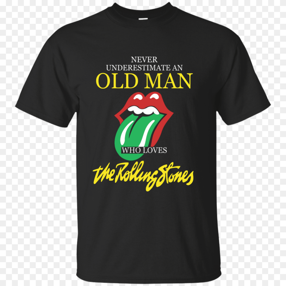 Never Underestimate An Old Man Who Loves The Rolling Stones Cotton, Clothing, T-shirt, Shirt Png Image