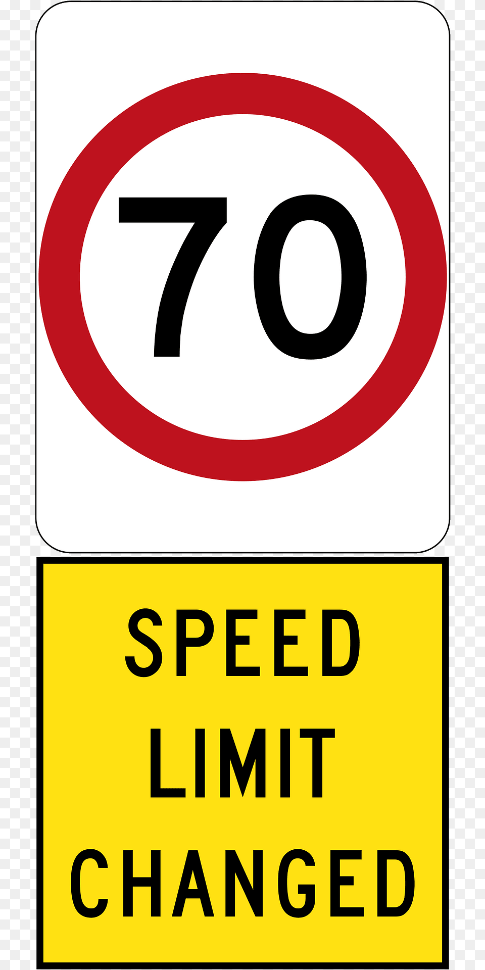 New 70 Kmh Speed Limit Used In South Australia Clipart, Sign, Symbol, Road Sign, Text Free Png