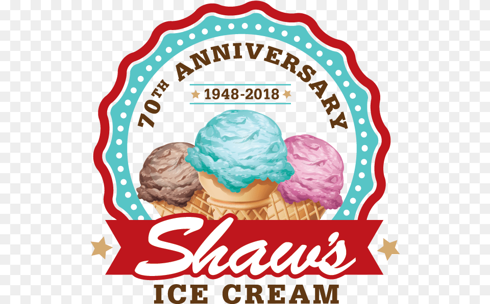 New 70th Anniversary Flavors Logo Ice Cream, Advertisement, Dessert, Food, Ice Cream Free Transparent Png