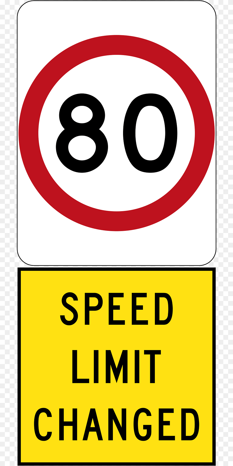 New 80 Kmh Speed Limit Used In South Australia Clipart, Sign, Symbol, Road Sign, Text Free Png