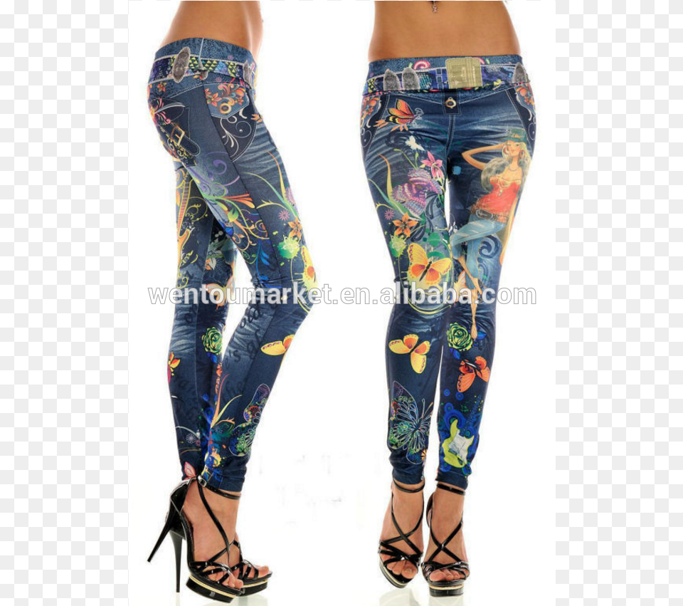 New Arrival Imitation Women Printed Ltstronggtjeansltstronggt Leggings Donna Tattoo, Pants, Clothing, Shoe, Footwear Free Transparent Png