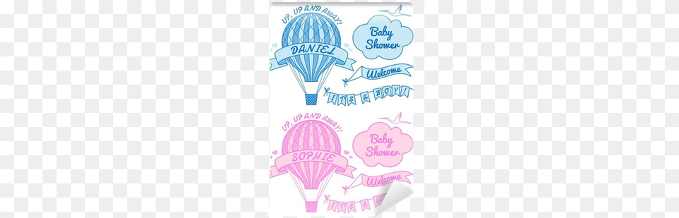 New Baby Boy And Girl With Hot Air Balloon Vector Boy, Advertisement, Poster, Aircraft, Transportation Png