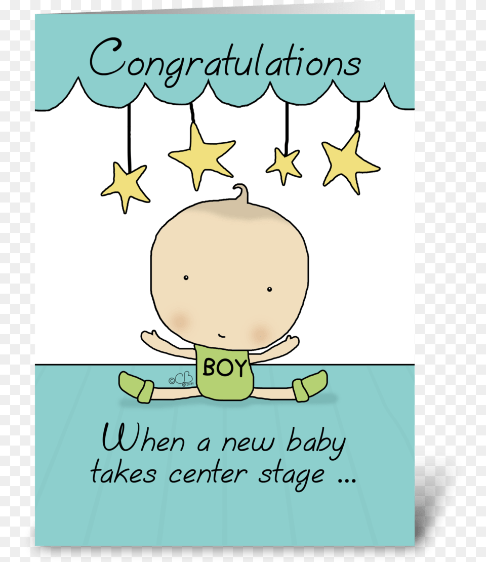 New Baby Boy On Stage Congratulations Greeting Card New Baby Congratulation Cartoon, Person, Publication, Symbol, Book Free Transparent Png