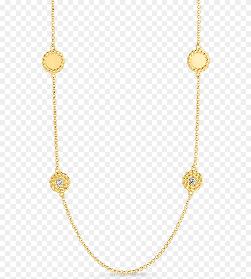 New Barocco 18k Yellow Gold Alternating Diamond Station Necklace, Accessories, Jewelry Free Png
