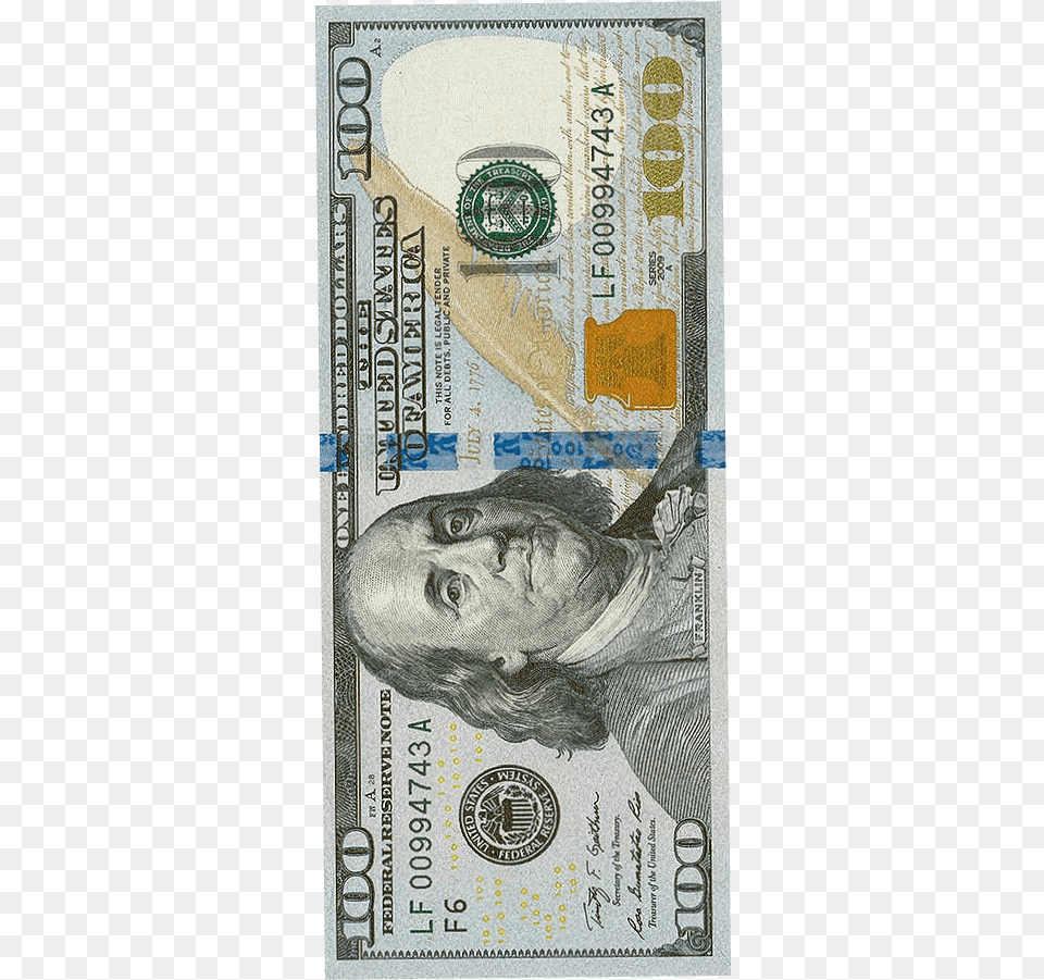 New Blue Benjamin Remixit Cash Money Stack Rack New 100 Dollar Bill, Person, Face, Head Png Image