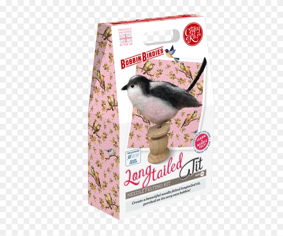New Bobbin Birdies Long Tailed Tit Needle Felting Kit Long Tailed Tit, Animal, Bird, Box, Cardboard Png Image